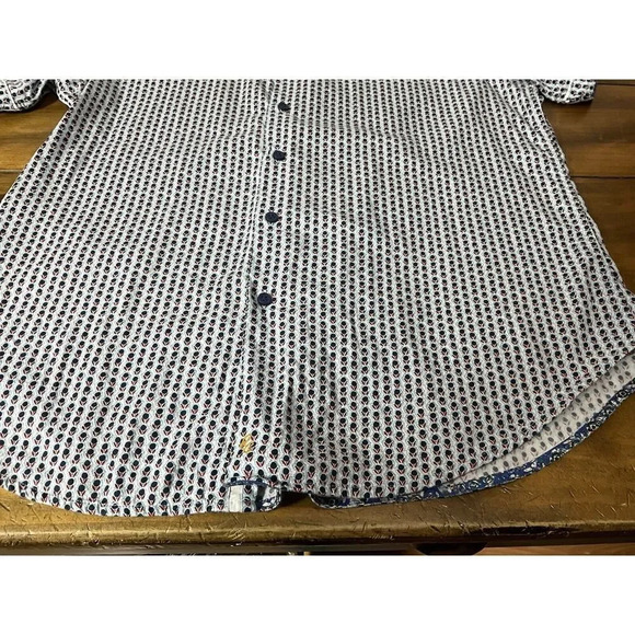 Robert Graham Shirt Mens Large L Blue Print Button Up Classic Fit Short Sleeve - Picture 3 of 12